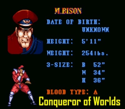 Street Fighter II  M. Bison (Vega in Japan)